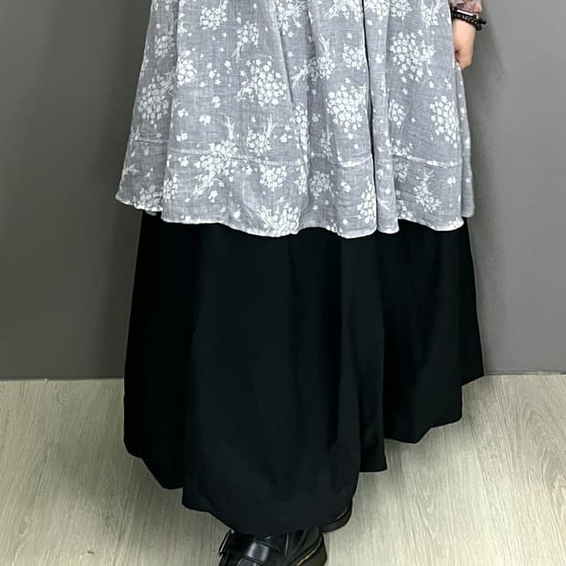 C012 JPN 블랙 롱 벌룬 항아리 스커트