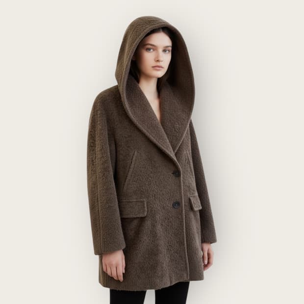 IT38/ 막스마라 알파카 후디드 코트 자켓