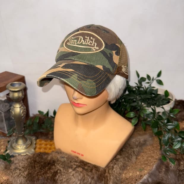 Von Dutch khaki camouflage mesh ball cap