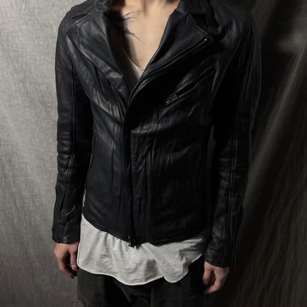 Shellac Cowhide Double Zipper Jacket