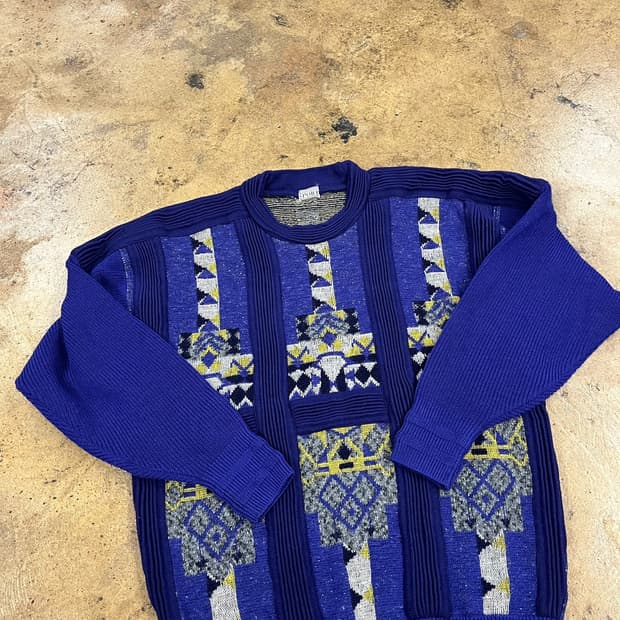 [정품] 빈티지 아가일 패턴 니트 블루 b18