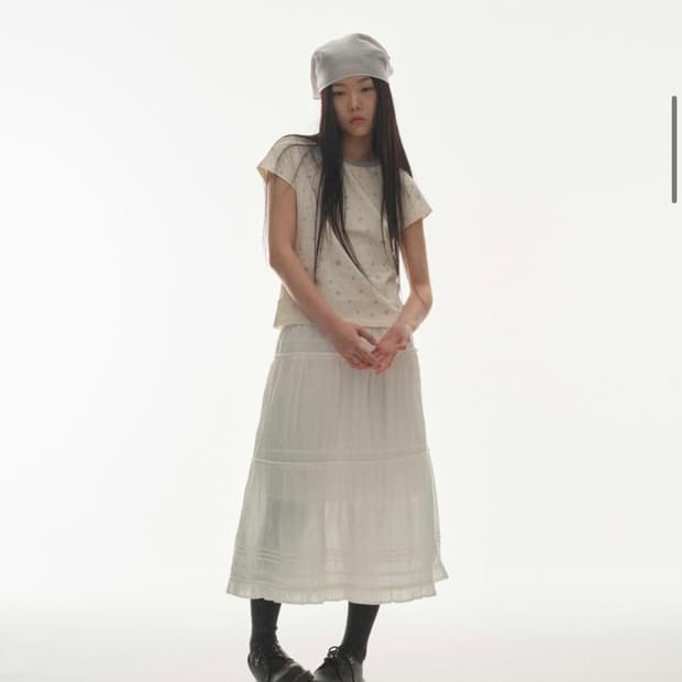 코이세이오(COYSEIO) SHIRRING MIDI SKIRT WHITE