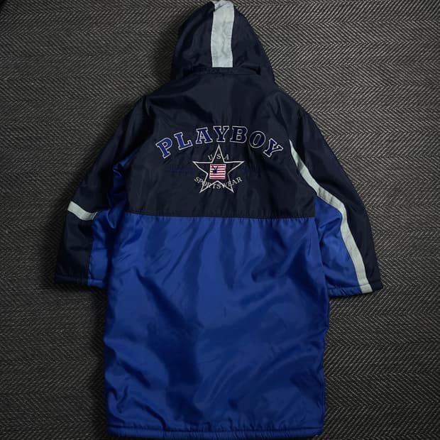90s 플레이보이 빅로고 벤치코트 돕바 롱 점퍼o 4578