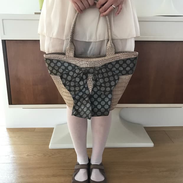 vintage ribbon tote leather bag