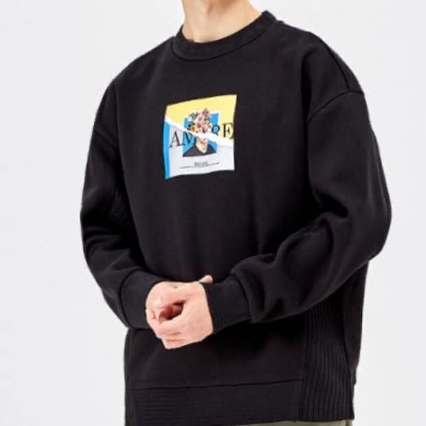 시스템옴므 사이드 니팅 프린트 맨투맨 XL