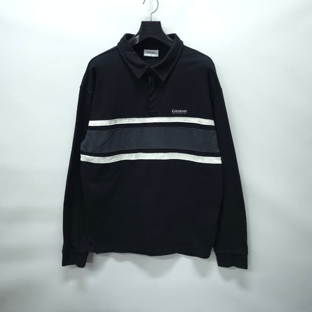 커버낫 스트라이프 배색 카라 맨투맨 (M사이즈)