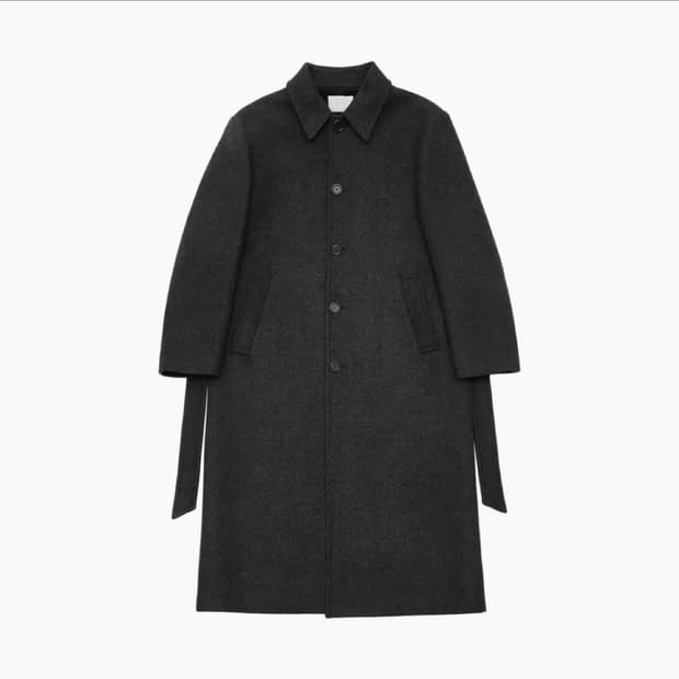 (구매) 아모멘토 24fw 싱글 브레스티드 코트 차콜 M 사이즈