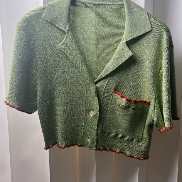 자쿠무스 반팔 니트 가디건 green