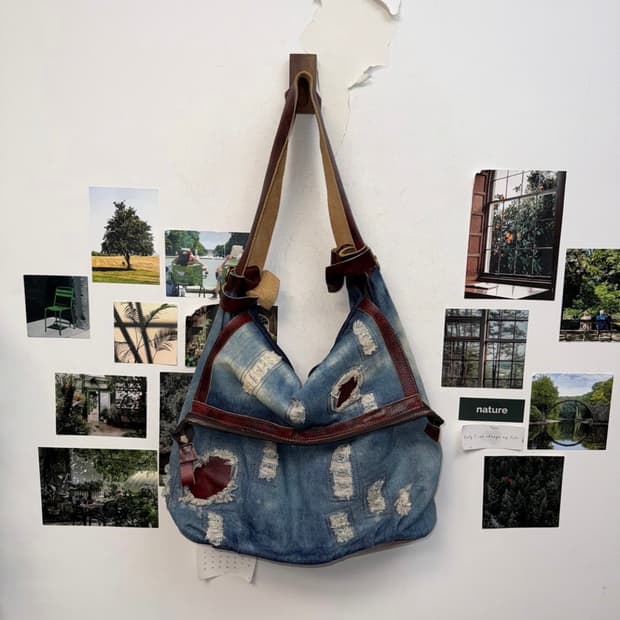 Vintage denim patch bag 데님 보부상 토트백 빅백