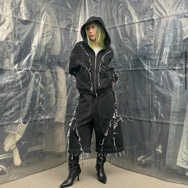 blr 비엘알블러 RAW EDGED HOODIE ZIP-UP