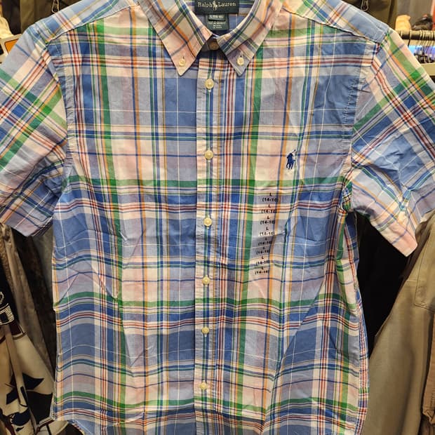 랄프로렌 키즈 체크 반팔 셔츠 L (14-16) 새제품