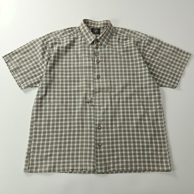 CK361 2XL 오에스 90s 린넨 독일 트라흐텐 알펜 반팔 셔츠 남