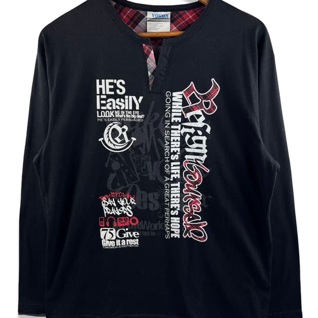 JPN Y2K 레터링 레이어드 롱슬리브2594