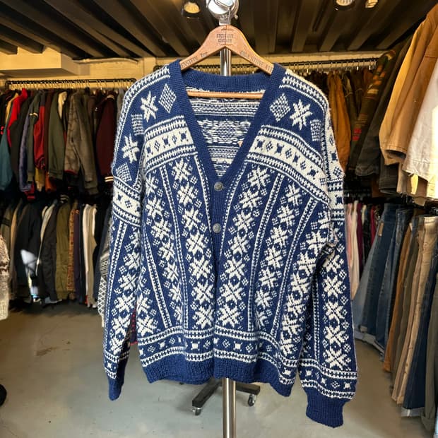 Unknown 헤비 울 노르웨이 노르딕 스웨터 가디건