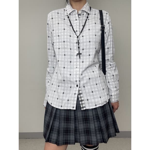 빈티지 빔즈 해골 체크 셔츠