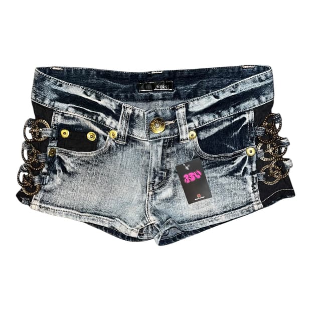 WORKS 사이드 링 데님숏팬츠 갸루y2k펑크