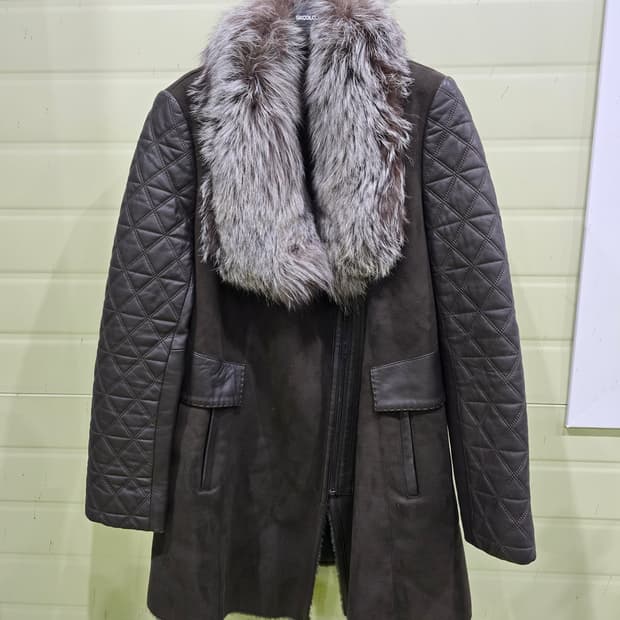 퍼 무스탕 양구죽 코트 브라운