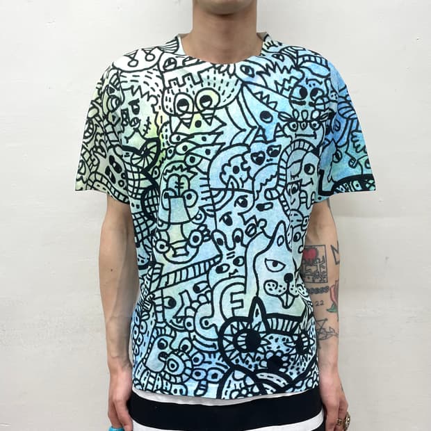 Animal doodle blue t-shirt 