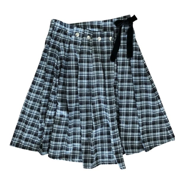 setupexe check wrap skirt black