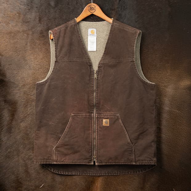 [XL] 칼하트 V26 샌드스톤 덕캔버스 쉐르파 라이닝 베스트 