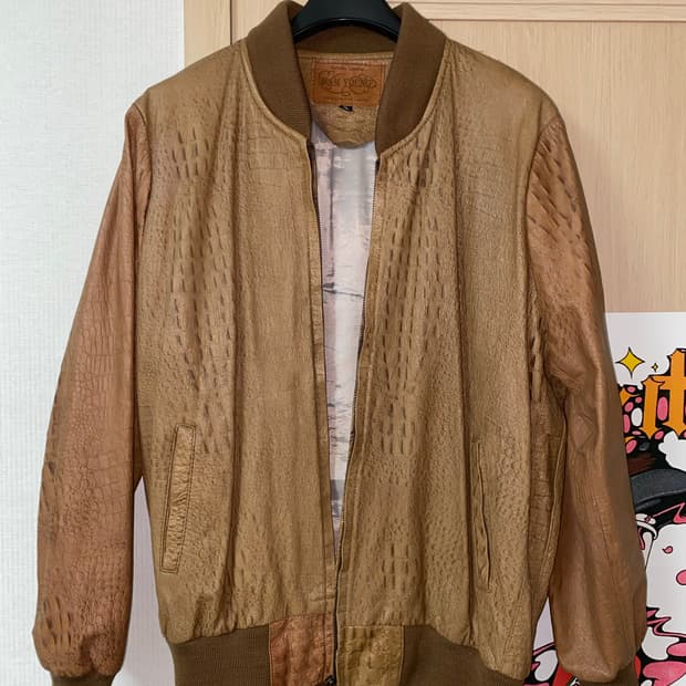 croco Embossed leather jacket