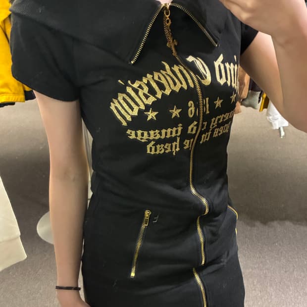 L)Japanese vintage 여성 y2k 하이넥 숏슬리브