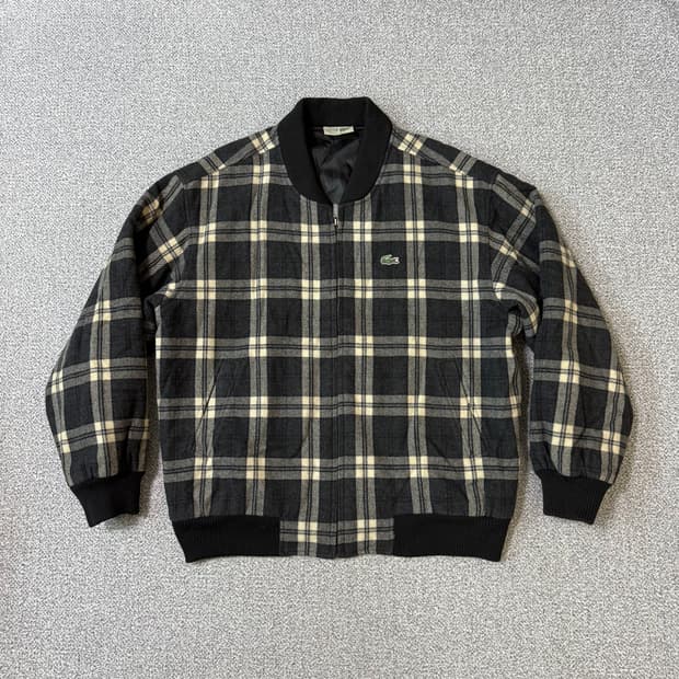 라코스테 울 체크 봄버 자켓