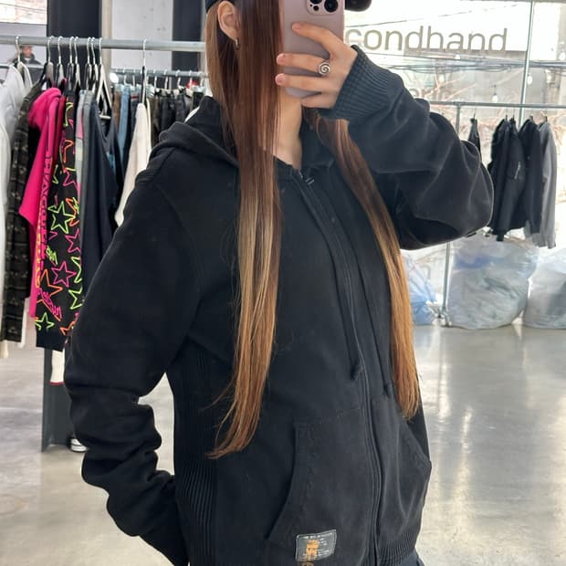 폴로진스 리브드 코튼 워시드후드집업 