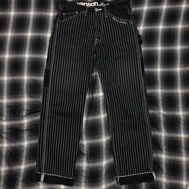 일본판 90s 초레어 vanson leather 와바시 스트라이프 팬츠