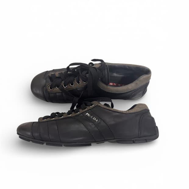 [280] 프라다 스포츠 아카이브 로고 브라운 레더 스니커즈