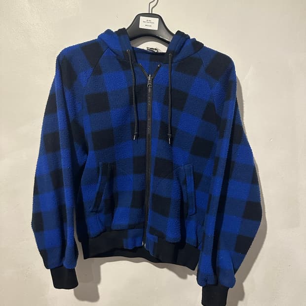 빈티지 90~00s 체크 플리스 후드집업 