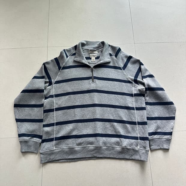 엘엘빈 코튼 하프집업 스트라이프 니트 XL