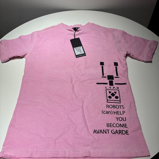 (미착용/떨이) LYPH 핑크 로봇 프린팅 반팔 티셔츠 L