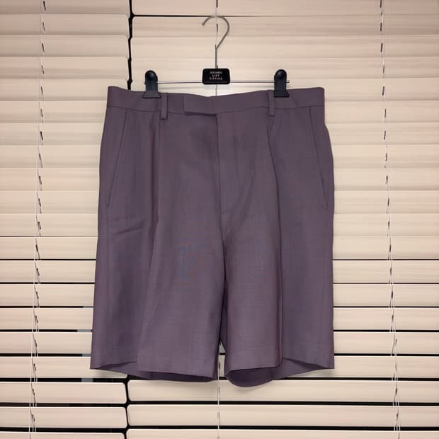 와코마리아 도멜 DORMEUIL 울 플리티트 쇼츠 반바지 퍼플 L