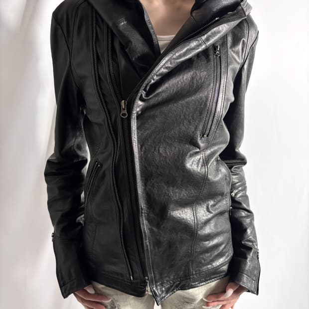 Italian Leather Sculptural Moto Jacket