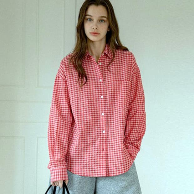 반원아틀리에(VANONE ATELIER) 린넨 체크셔츠 프리사이즈