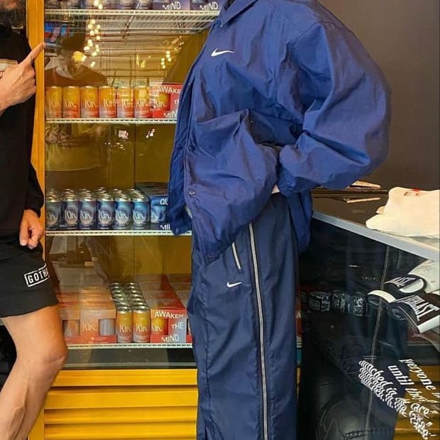 빈티지 나이키 사이드지퍼 나일론 트랙팬츠 그레이