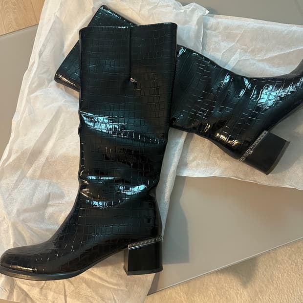 WALISAA 블랙 악어패턴 롱부츠 사이즈 240