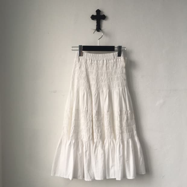 Shirring point long skirt