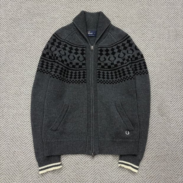 프레드페리 숄카라 니트 집업 v2358