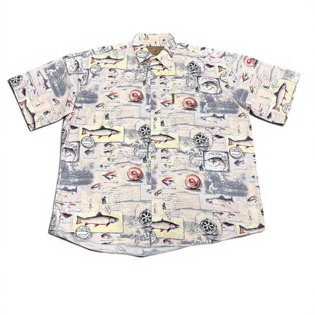 XL-2XL NORTH RIVER 하와이안 피싱 반팔 셔츠