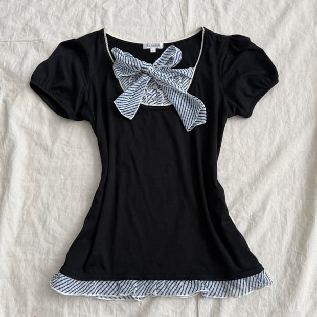 공겜여주 로걀 리본 블라우스 반팔