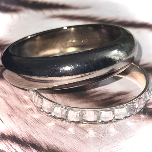 일본 갸루 펑크 다크 실버 금속 뱅글 팔찌