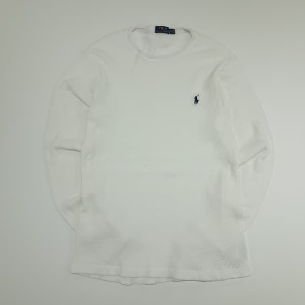 CN725 XL 폴로 랄프로렌 화이트 와플 니트 긴팔 티셔츠