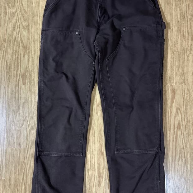 빈티지 칼하트 더블니 다크브라운 워크팬츠 32