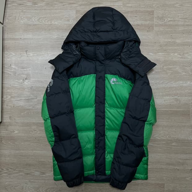 네파 덕다운 배색 후드 푸퍼 패딩 점퍼 [그린] S/90