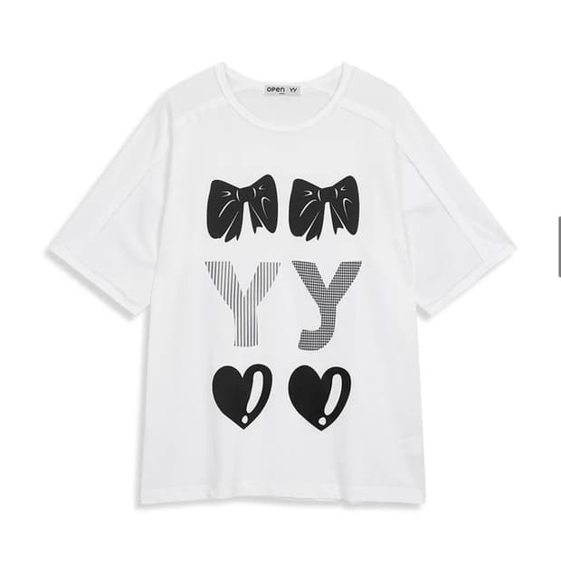 오픈와이와이 RIBBON YY T-SHIRT (WHITE)