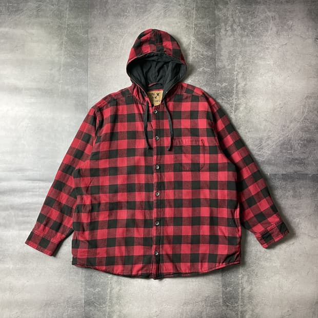 OUTDOOR LIFE 빈티지 체크 플란넬 후드 자켓 A00338