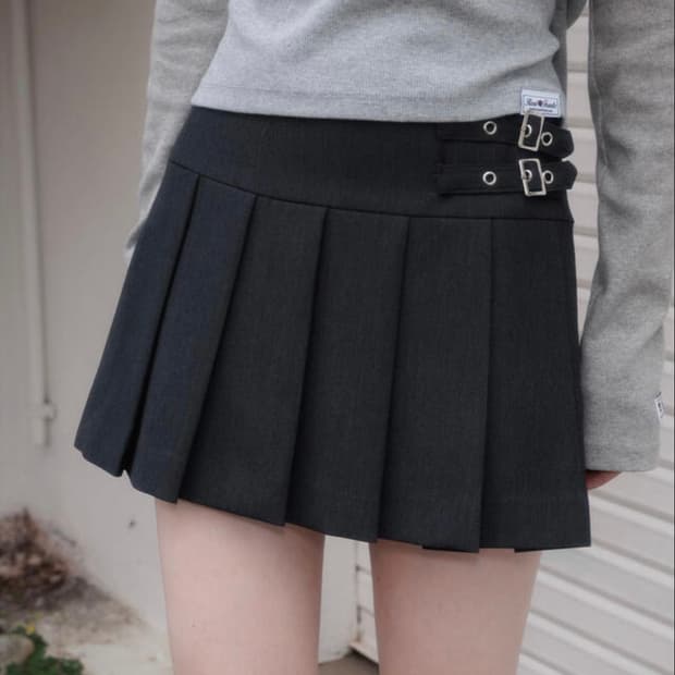 로제프란츠 스커트 Double Buckle Pleat Mini Skirt