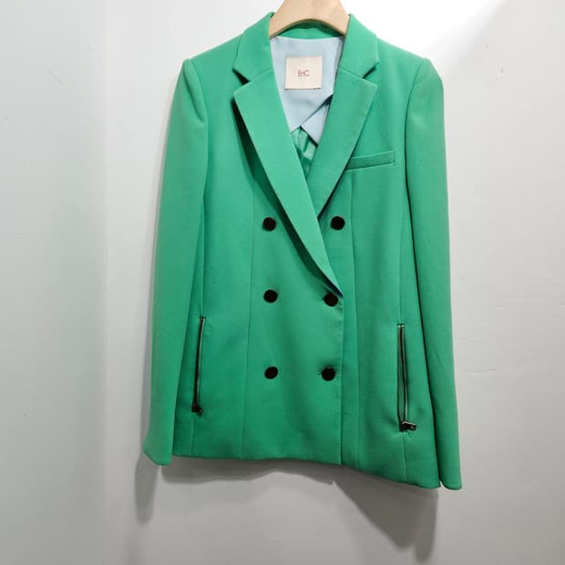 EnC 그린컬러 더블버튼 자켓 